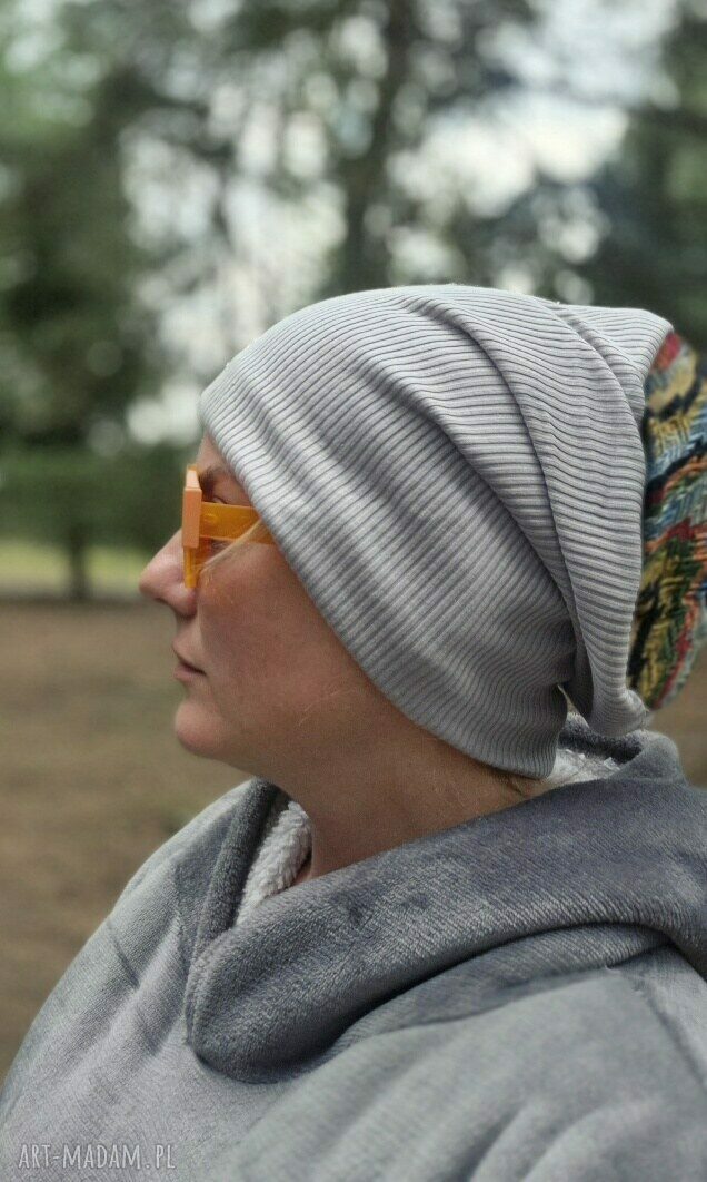 Czapka damska na podszewce - rozmiar M (ręcznie szyta) - kolorowa
