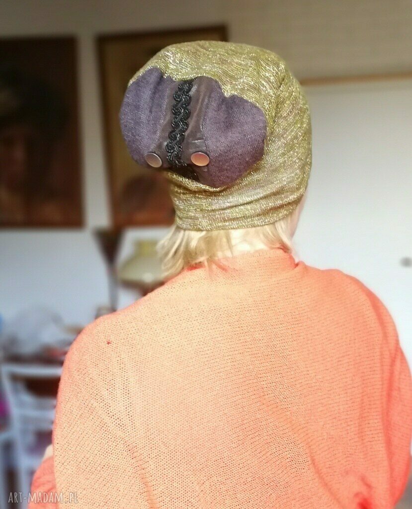 Czapka damska wiosenna na podszewce - boho folk, rozmiar uniwersalny