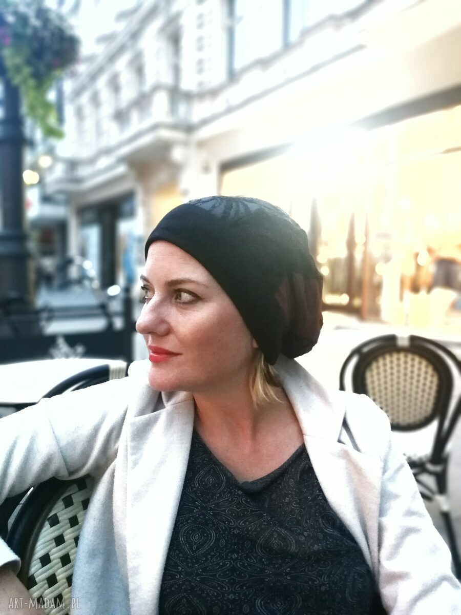 Czapka damska patchworkowa Smerfetka na podszewce - boho