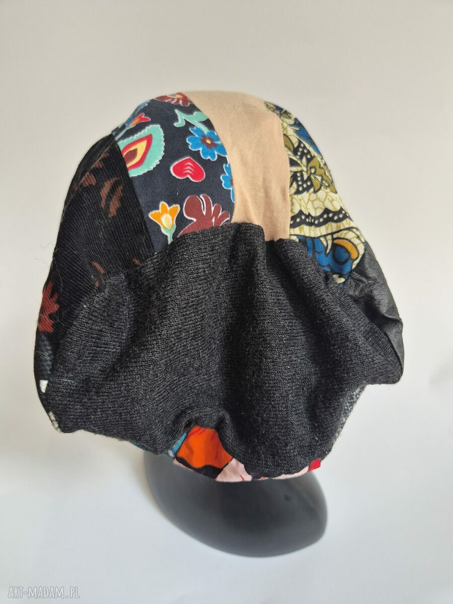 Czapka turban boho dla kobiet - patchwork, rozmiar uniwersalny