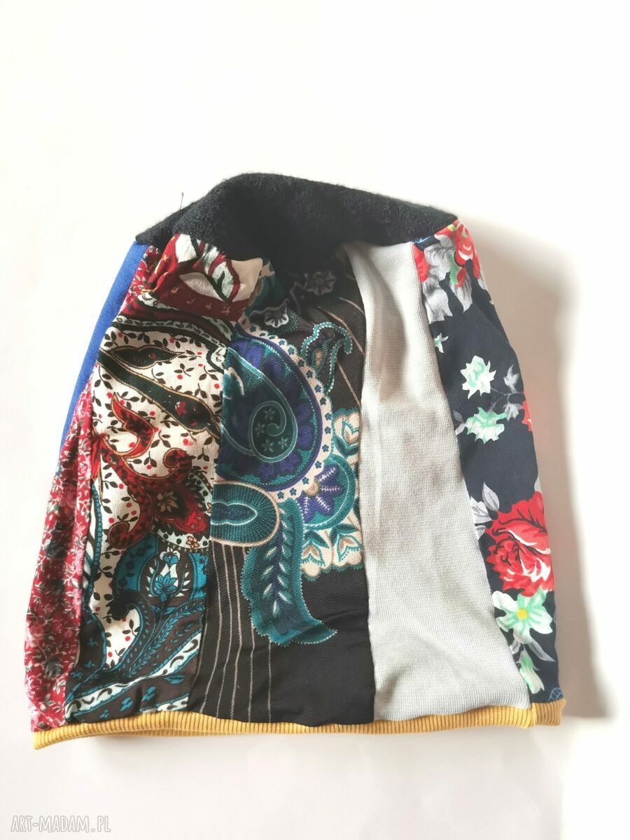 Czapka damska boho etno folk kokorowa - wiosenna na podszewce rozmiar uniwersalny