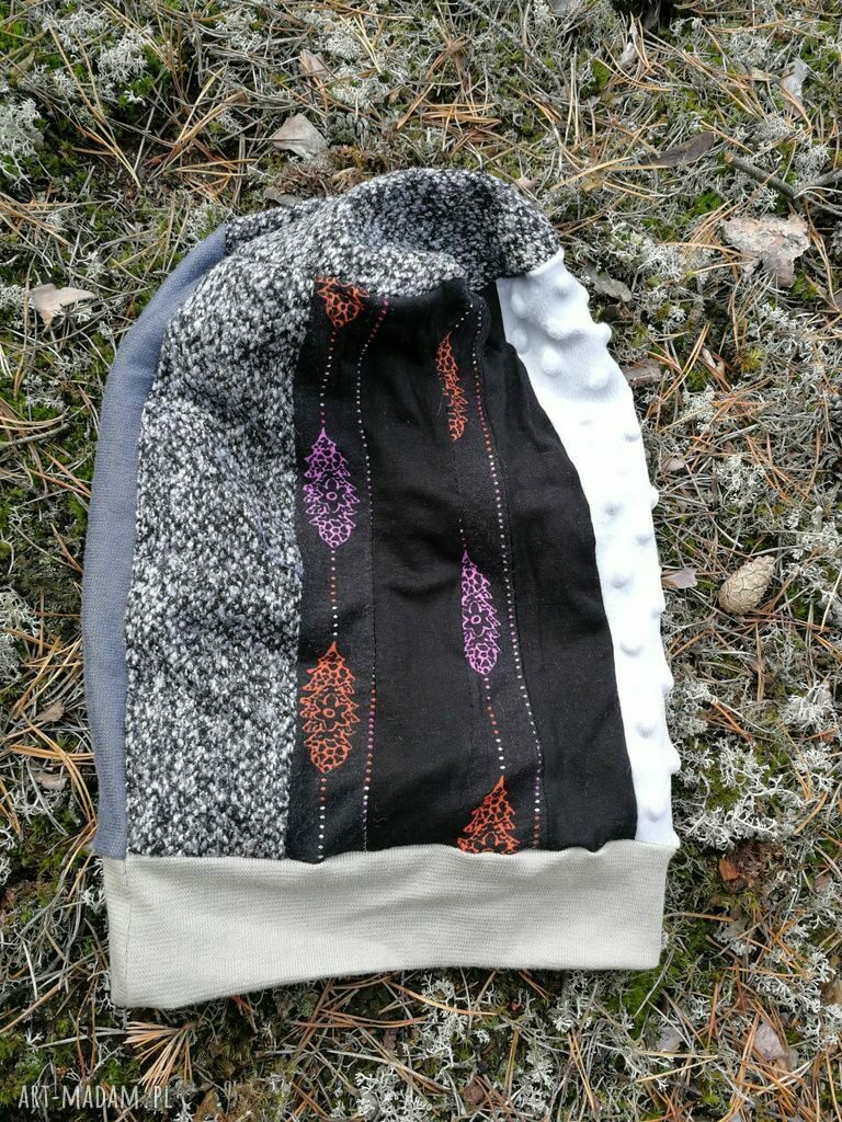 Czapka damska patchworkowa Etno-Boho na podszewce