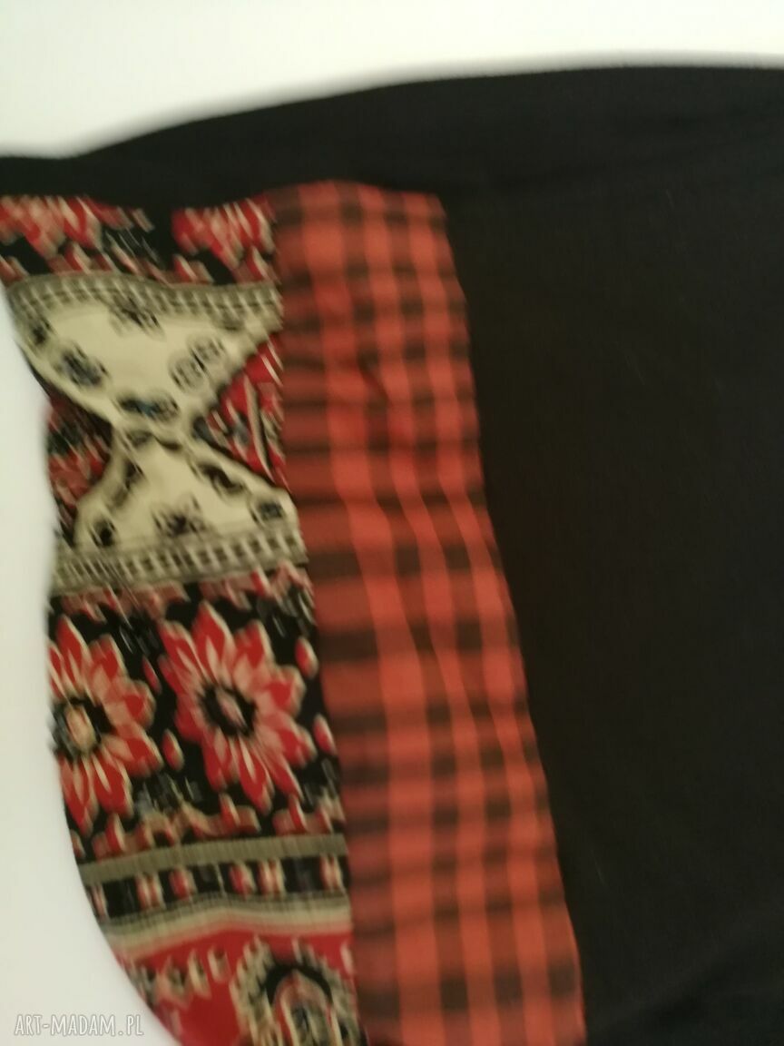 Czapka damska handmade patchwork Etno Boho - wiosenna na podszewce