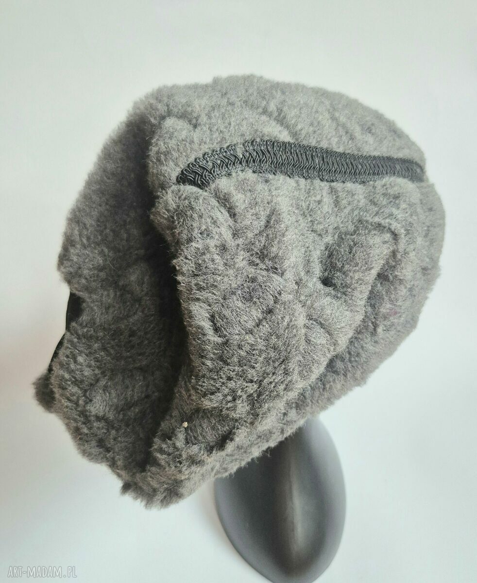 Ciepła czapka damska boho miś z podszewką - 61-62 cm