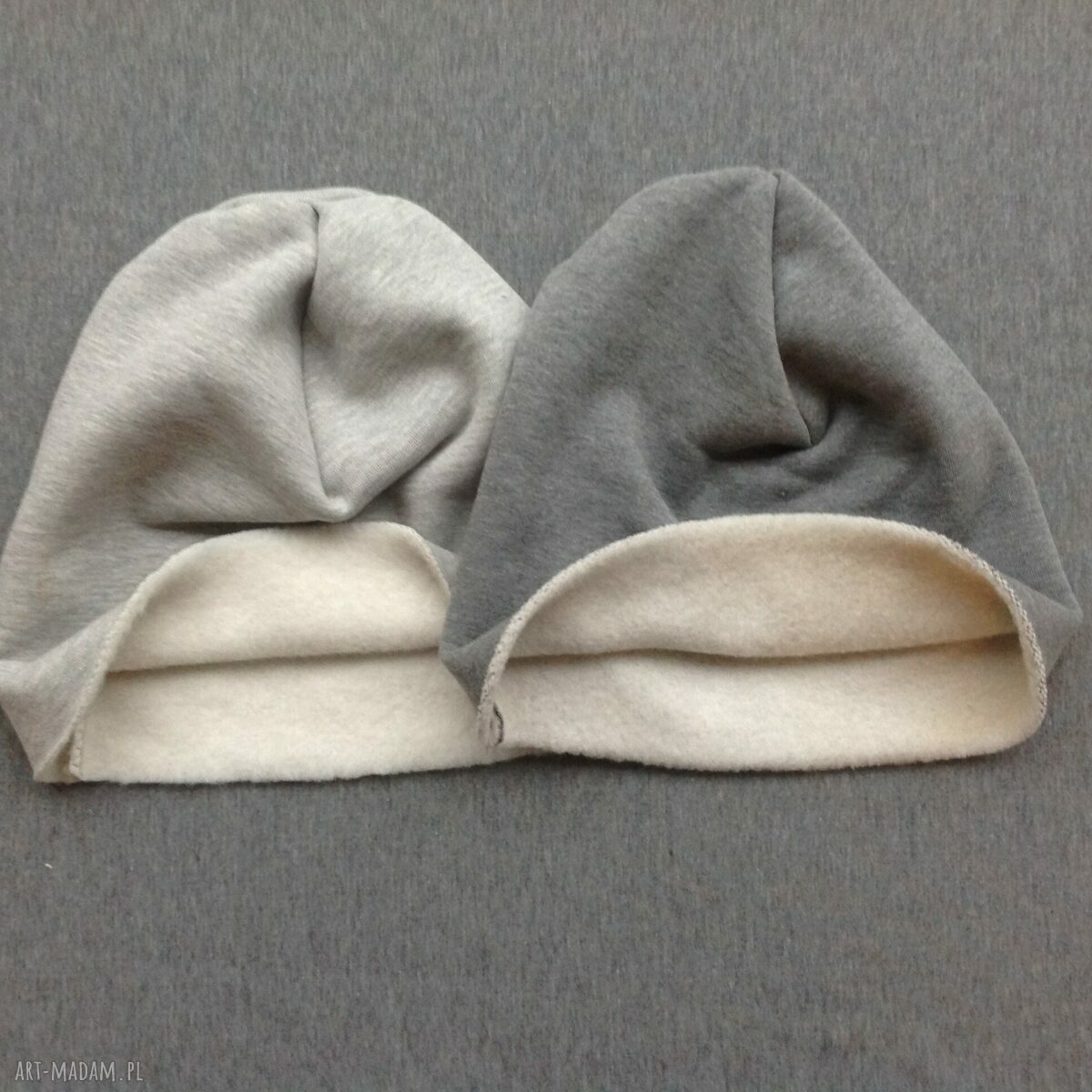 Czapka dresowa szary melanż z meszkiem - ręcznie robiona beanie