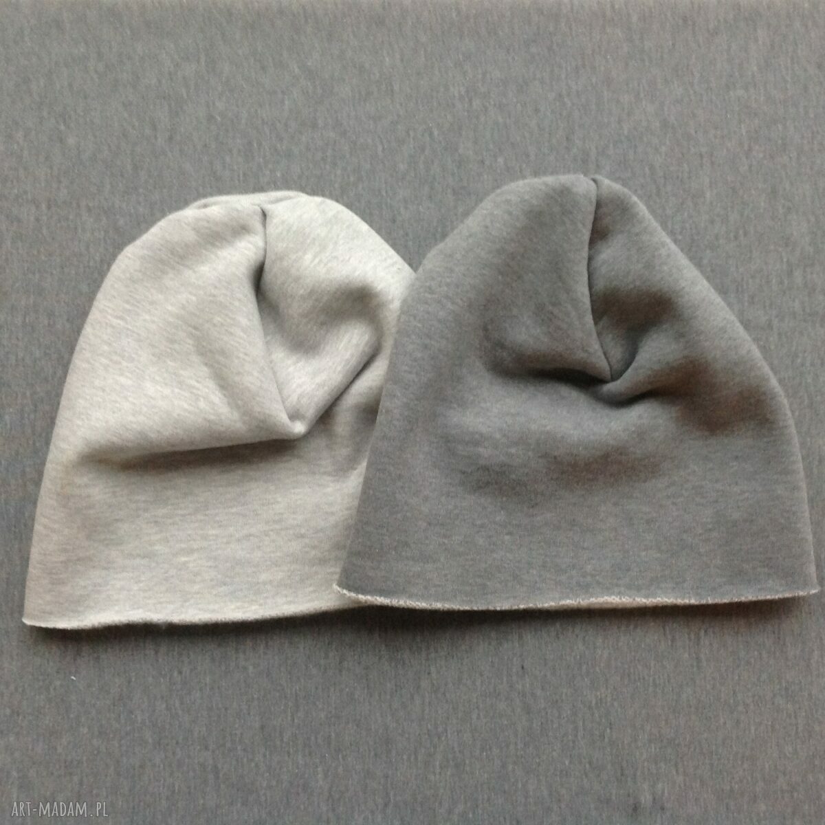 Czapka dresowa szary melanż z meszkiem - ręcznie robiona beanie