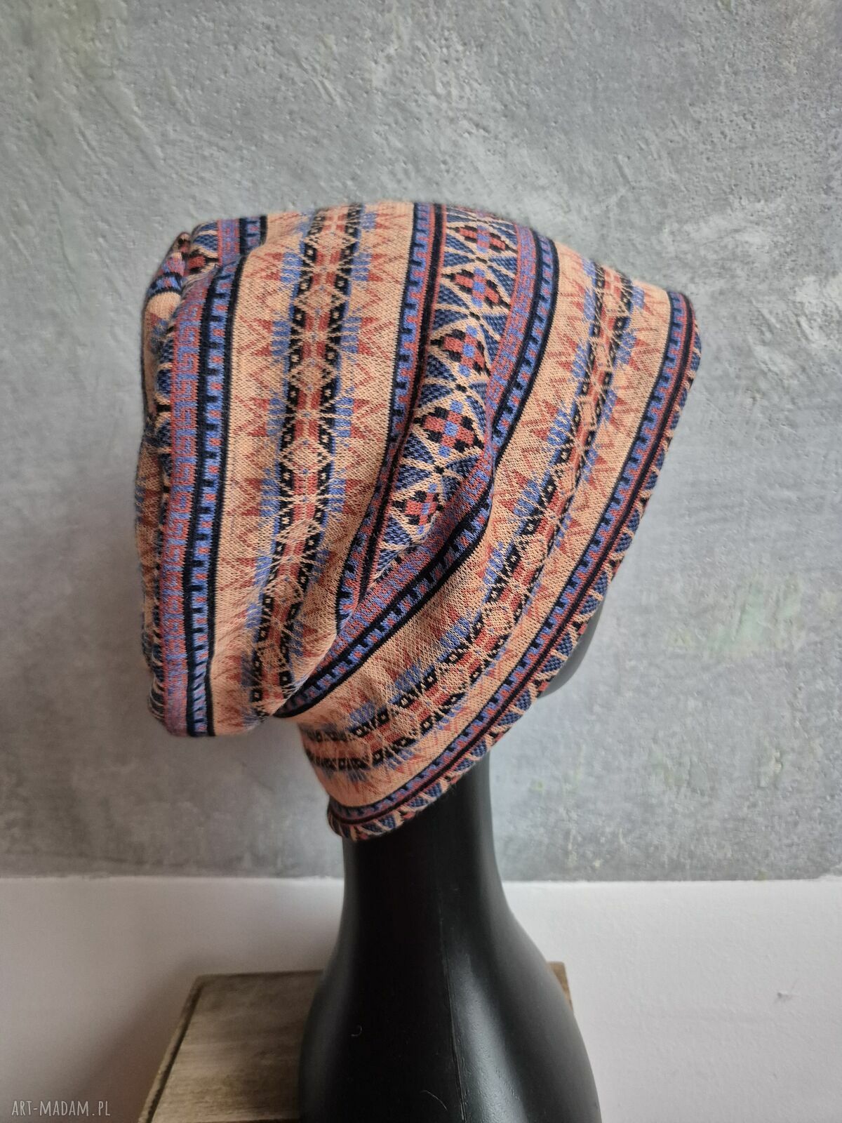 Czapka dzianinowa na podszewce Frida Boho - rozmiar uniwersalny