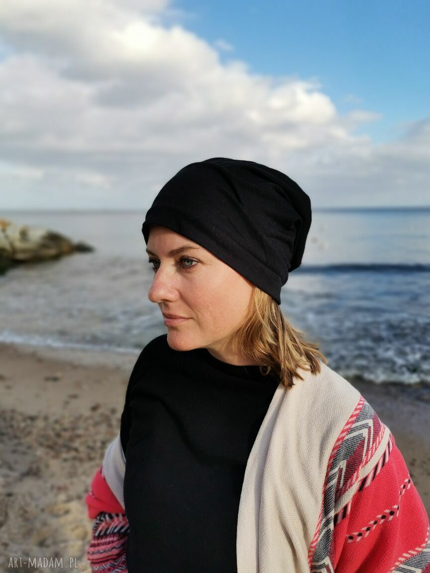 Czapka dzianinowa Arbuz - codzienna boho etno z podszewką