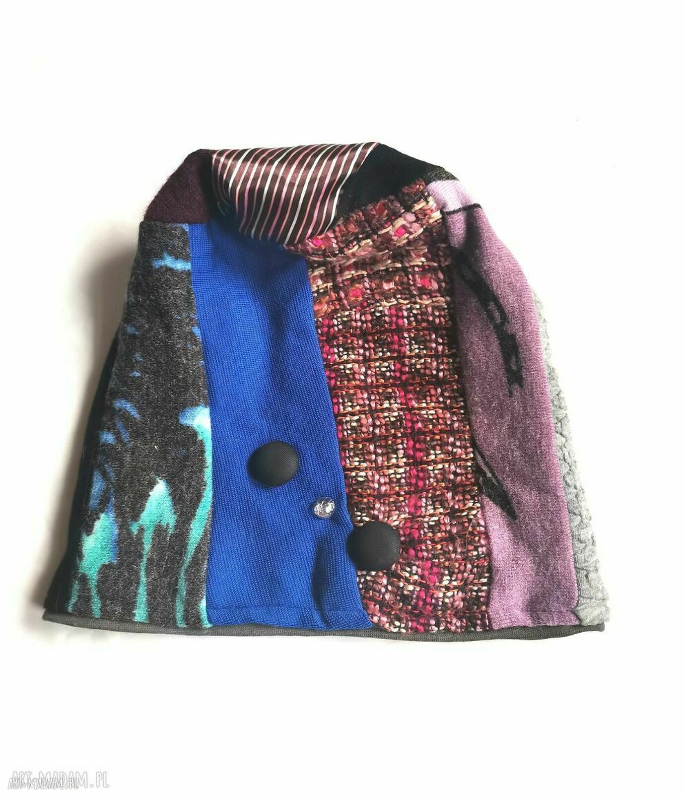 Boho czapka dzianinowa Ruda Klara we wzory na podszewce