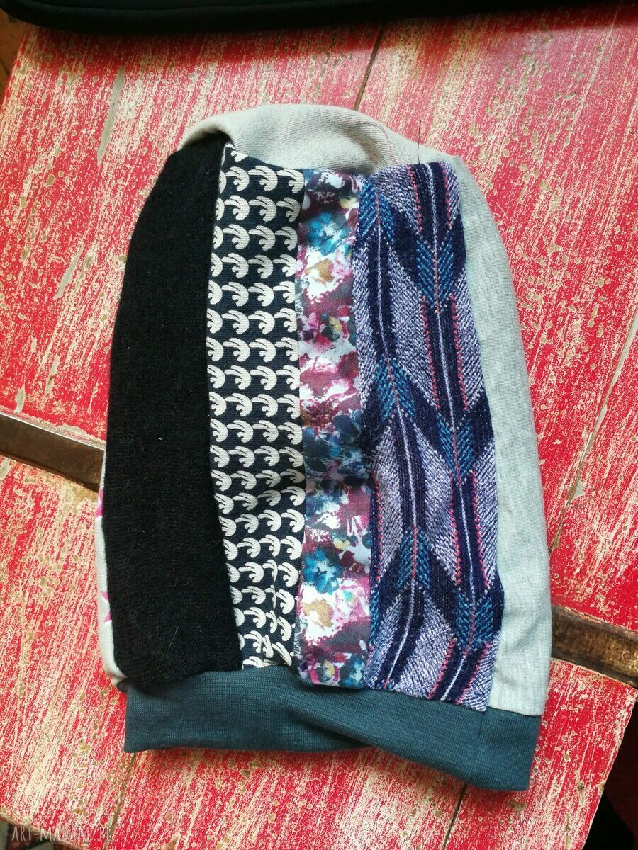 Ręcznie szyta czapka dziecięca patchwork etno boho folk - rozmiar 54-55 cm