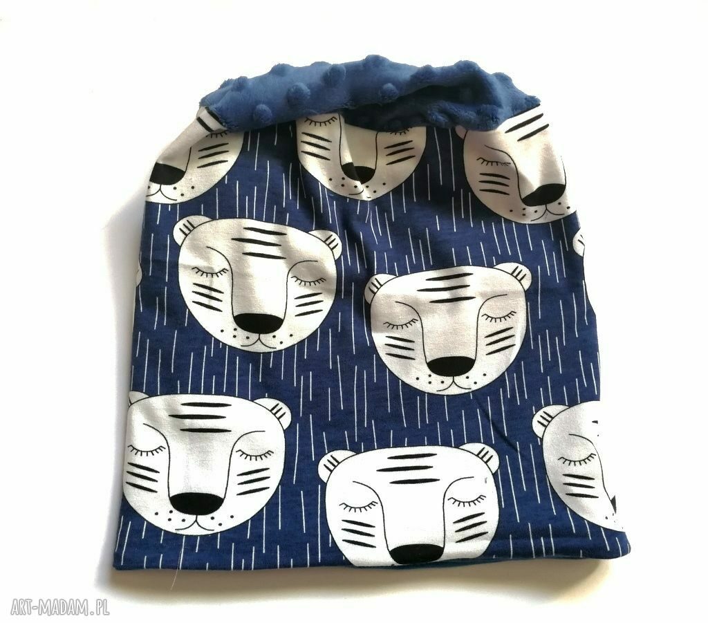 Wiosenna czapka dziecięca w misie z bawełny (handmade)