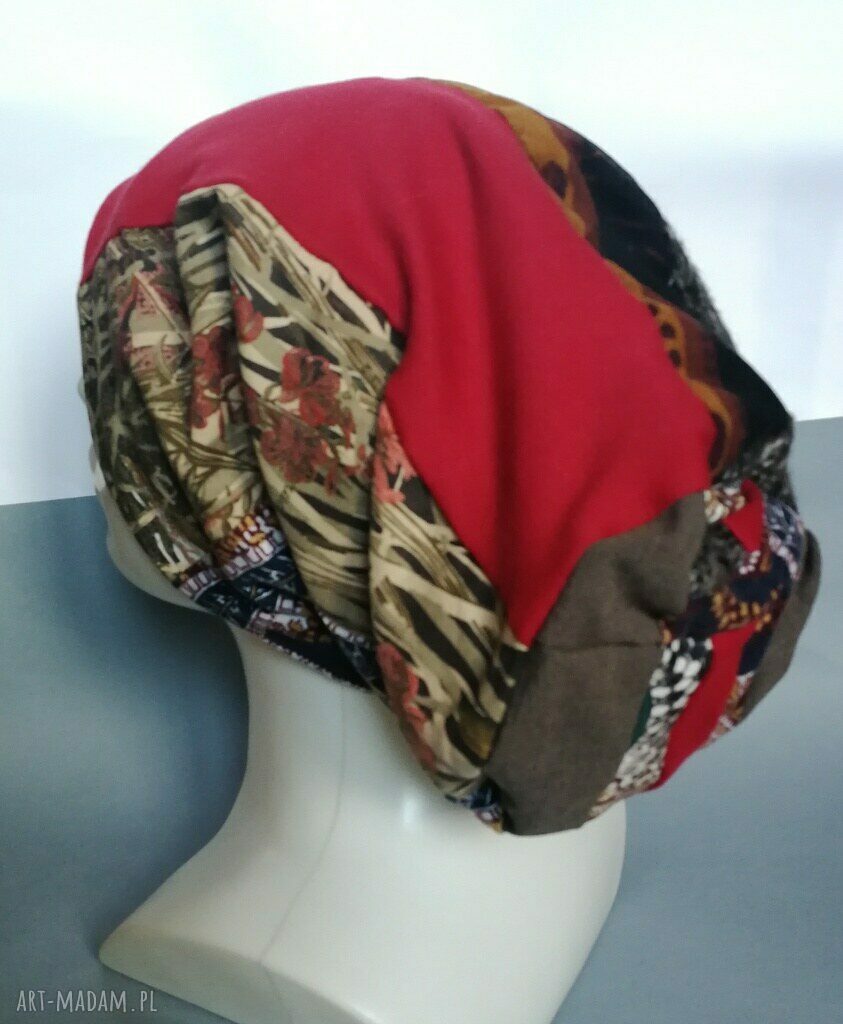 Czapka etno boho handmade patchwork „Orient-Folk” na podszewce