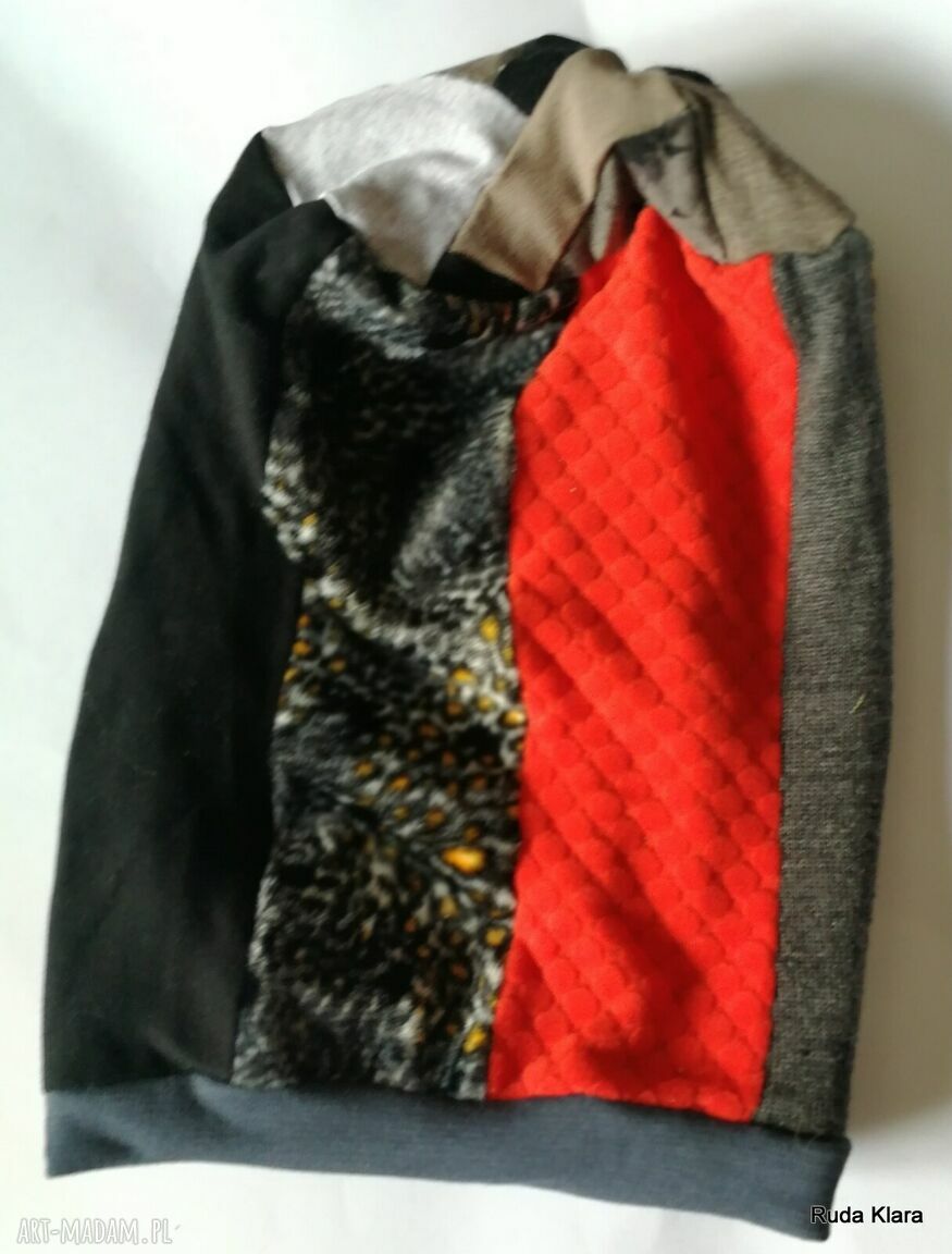 Kolorowa czapka etno boho - wiosenna patchwork na podszewce