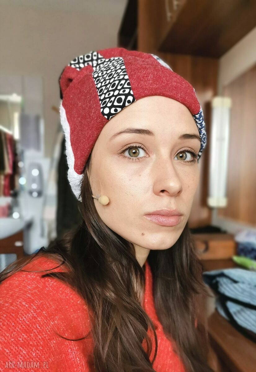 Czapka etno boho kolorowa folk na podszewce - rozmiar uniwersalny