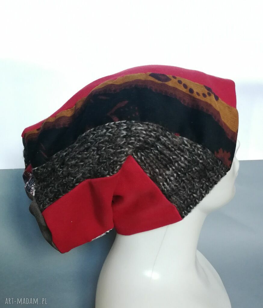 Czapka etno boho handmade patchwork „Orient-Folk” na podszewce