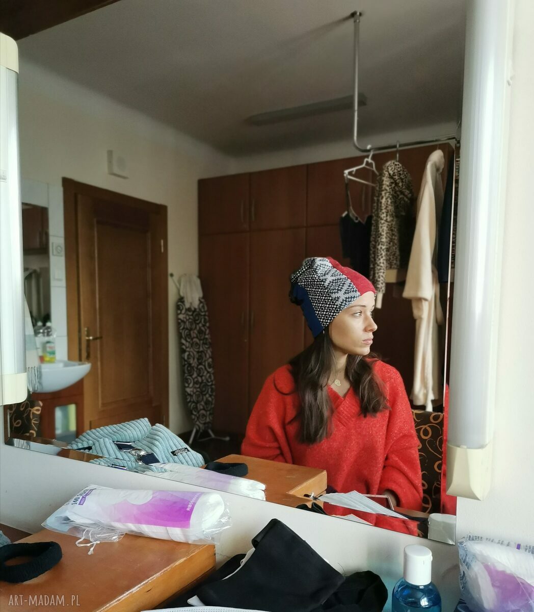 Czapka etno boho kolorowa folk na podszewce - rozmiar uniwersalny
