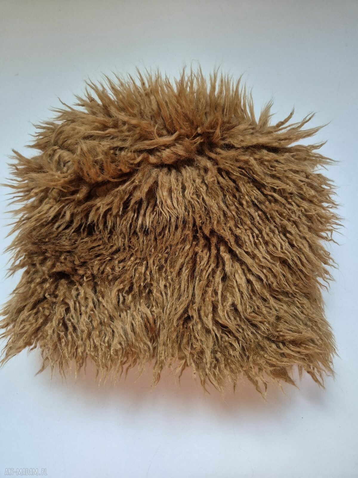 Brązowa czapka z futra sztucznego na podszewce (ręcznie szyta) - rozmiar M, obwód 55-56 cm