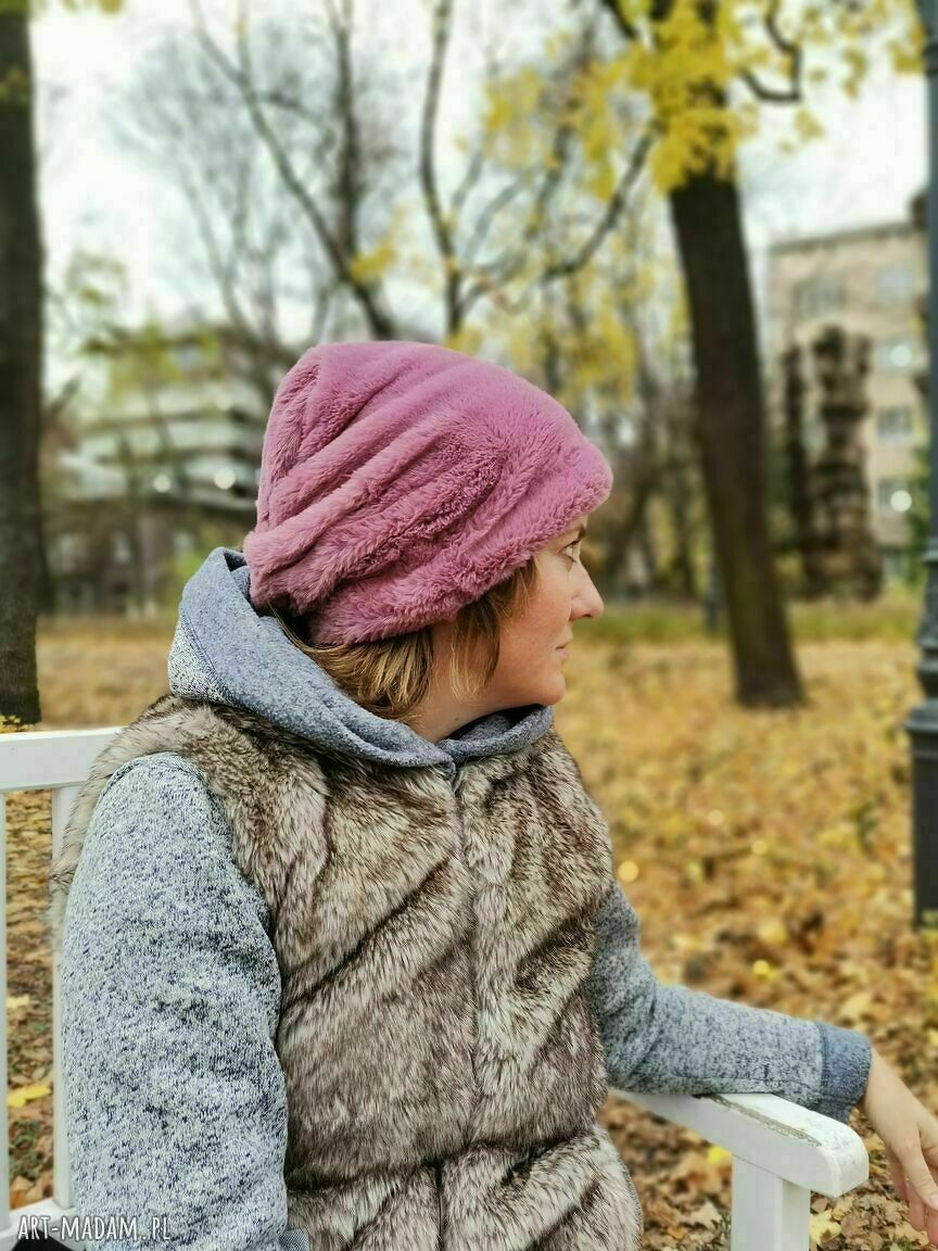 Czapka futrzana zimowa Box T1 w stylu etno boho folk Frida - Ruda Klara