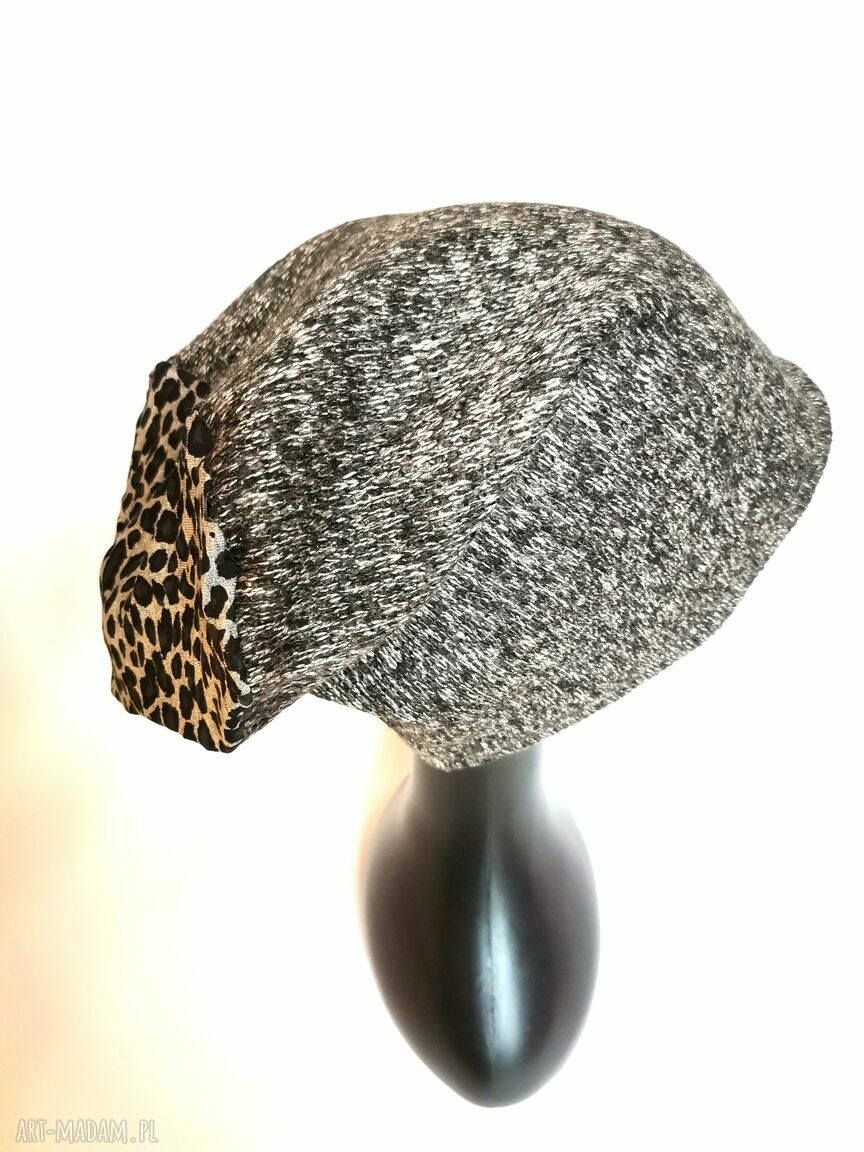 Grafitowa czapka handmade na małą głowę 56-57 cm - bez podszewki