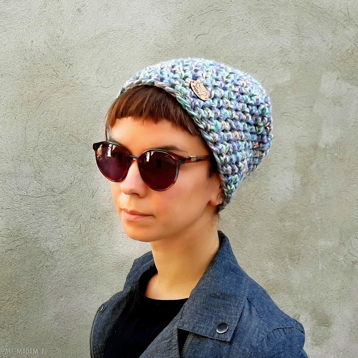 Pastelowa czapka beanie na szydełku - ręcznie robiona