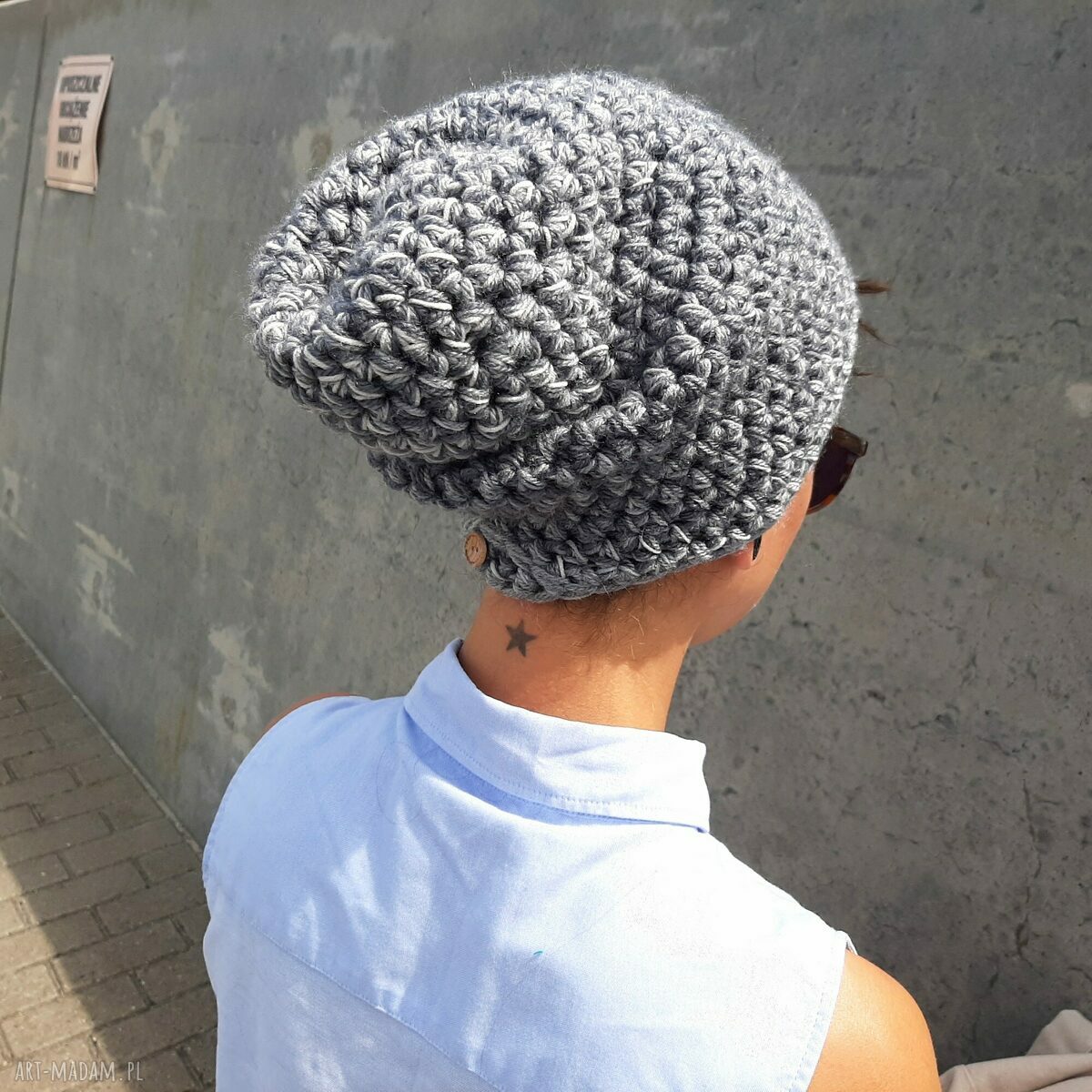 Szara czapka beanie handmade No. 053 - miękka, ciepła i bardzo twarzowa