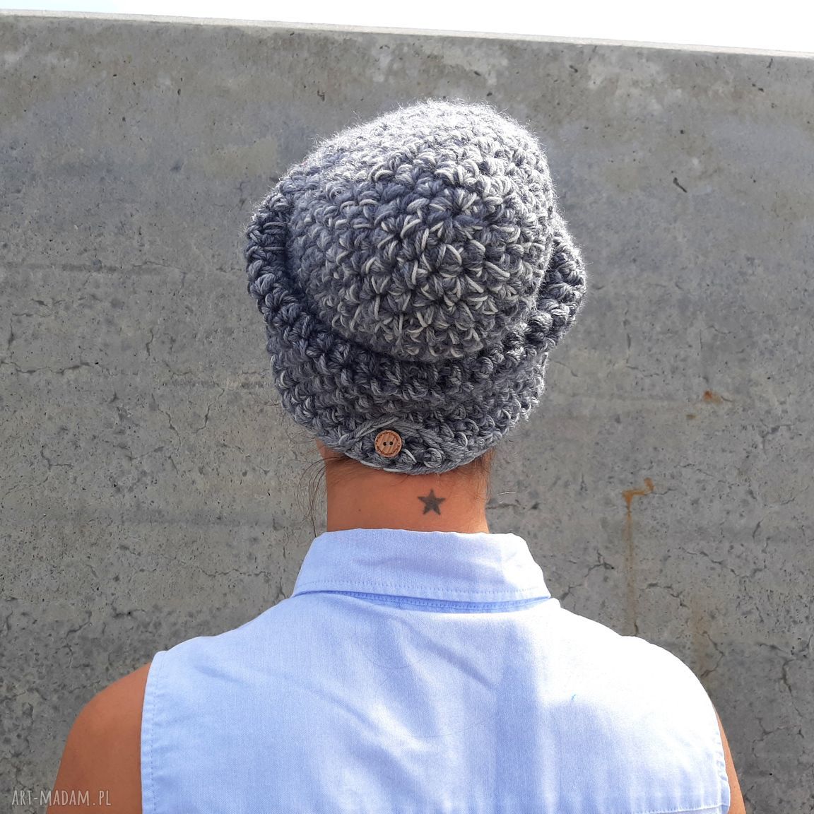 Szara czapka beanie handmade No. 053 - miękka, ciepła i bardzo twarzowa