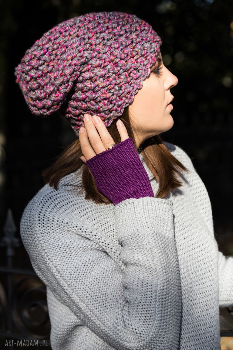 Hermina - damska czapka handmade z wełny (melanż)