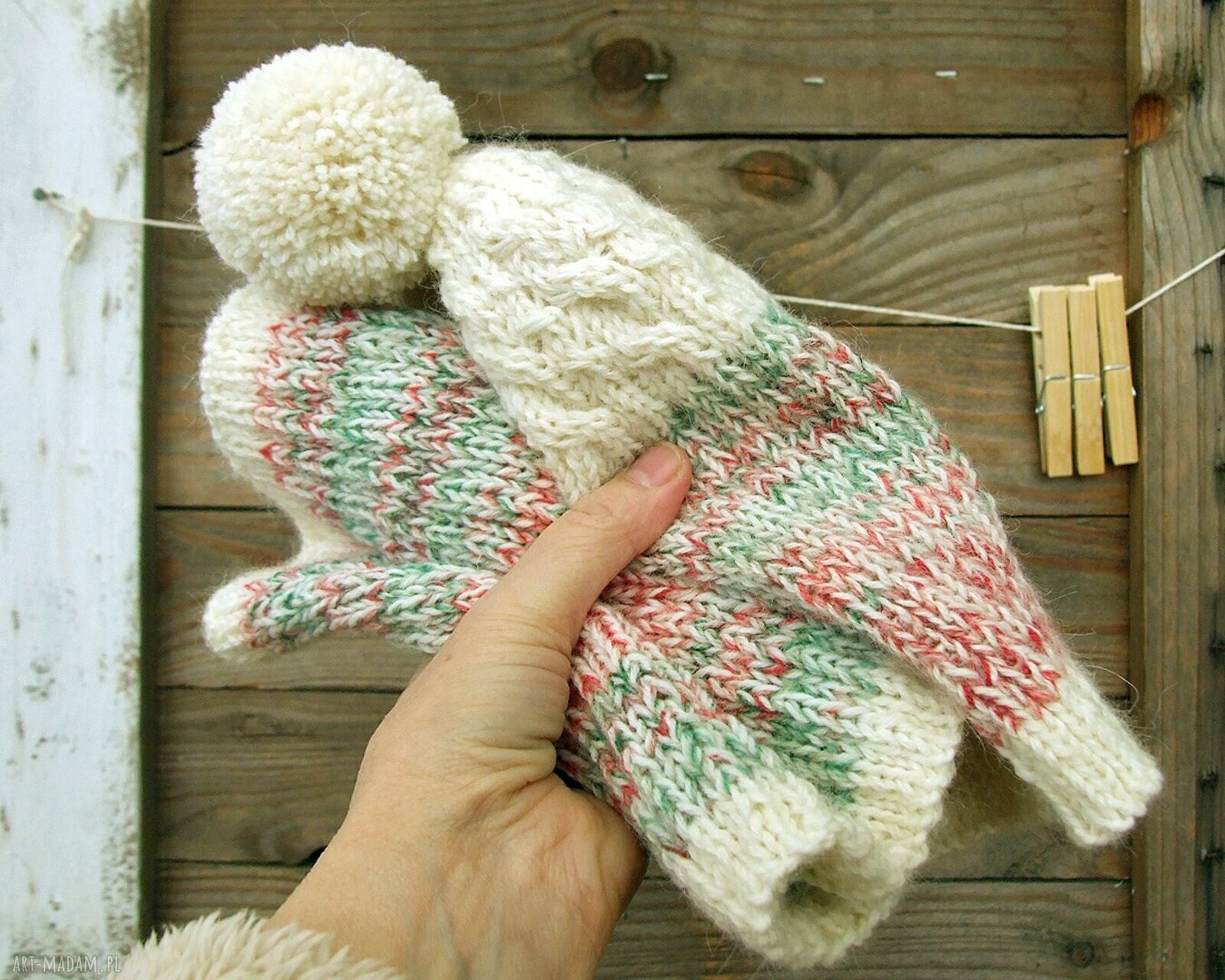 Ciepły zestaw Candy - czapka beanie i komin z alpaki i wełny