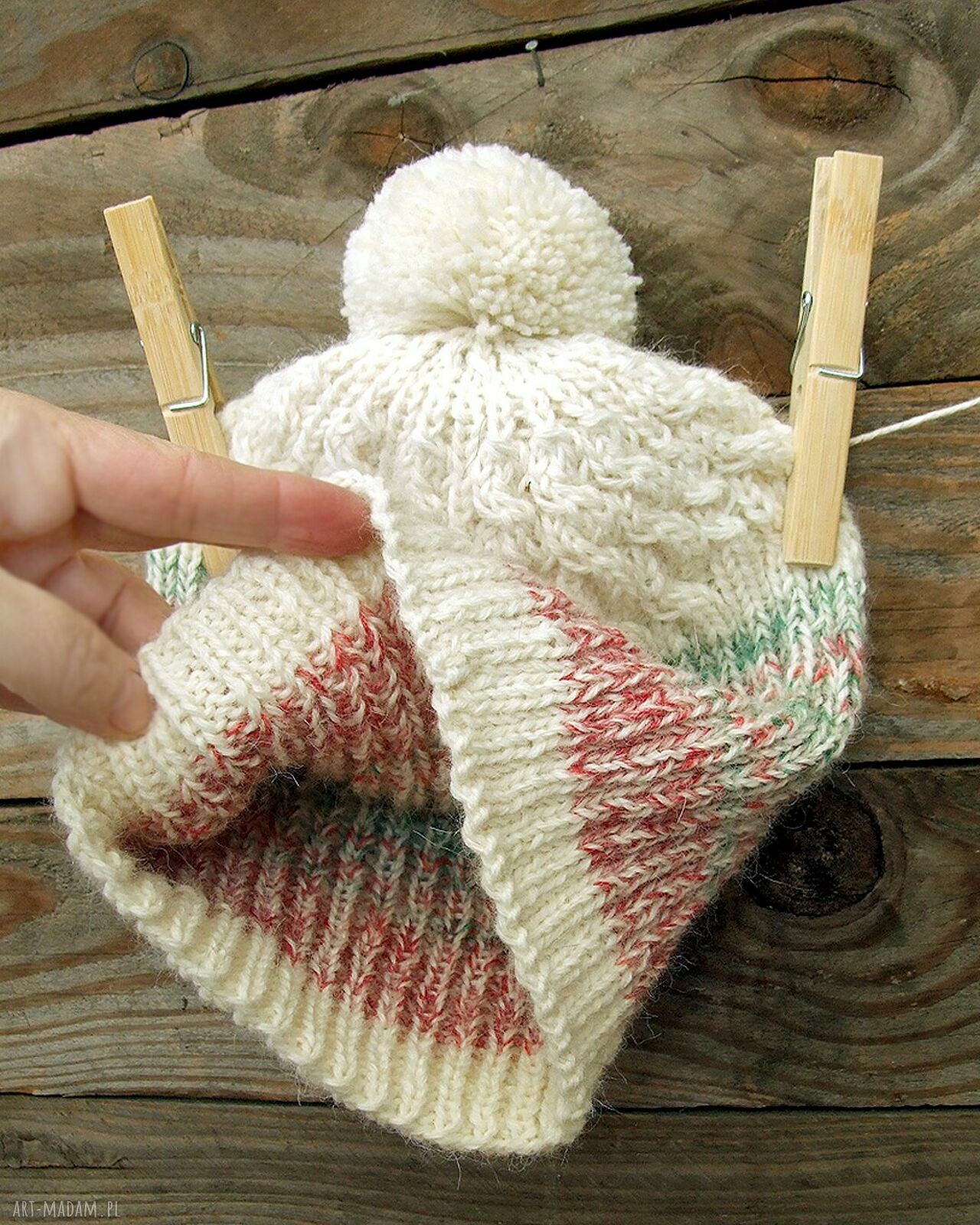 Ciepły zestaw Candy - czapka beanie i komin z alpaki i wełny