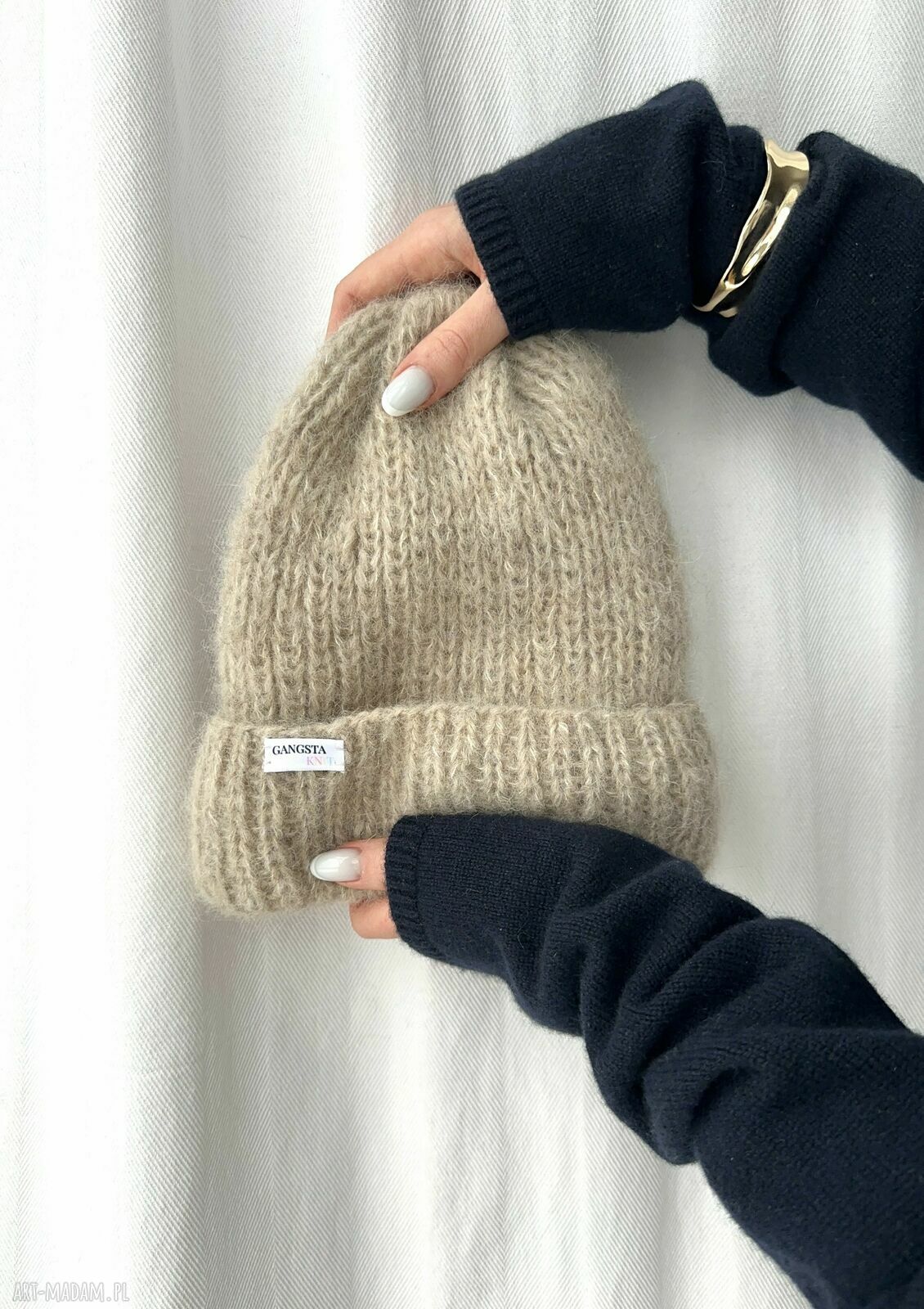Czapka Kinu z alpaki i jedwabiu - handmade