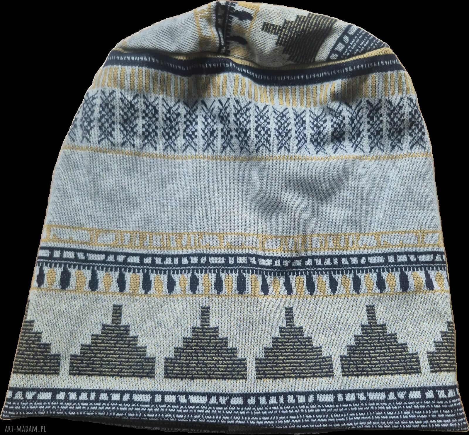 Czapka damska etno smerfetka boho folk na podszewce - rozmiar uniwersalny