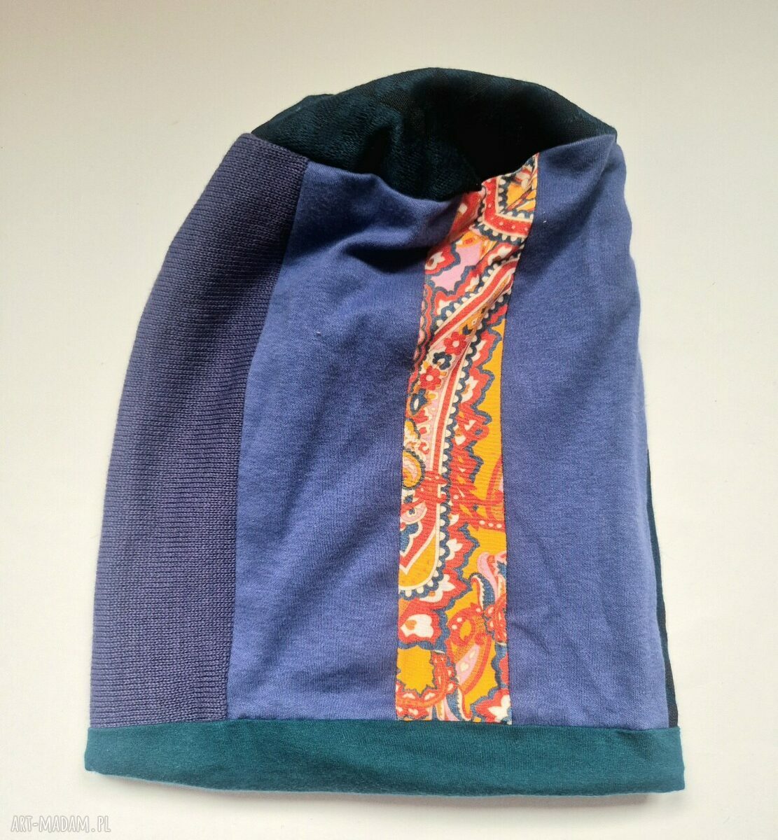 Czapka kolorowa Smerfetka na podszewce - handmade, rozmiar uniwersalny
