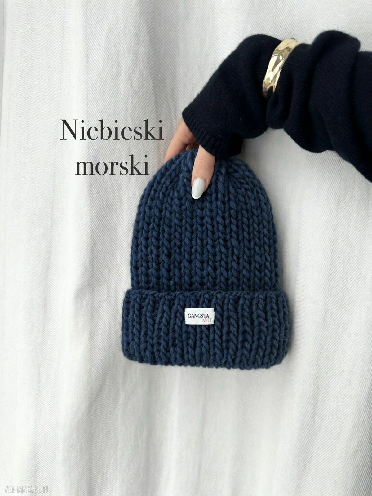 Czapka Lily z 100% wełny w kolorze morskim