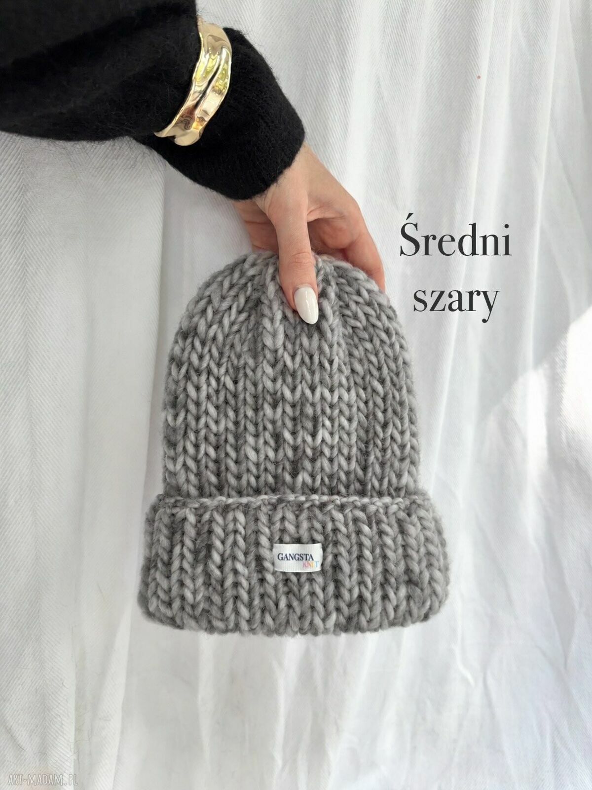Czapka Lily z 100% wełny - średni szary