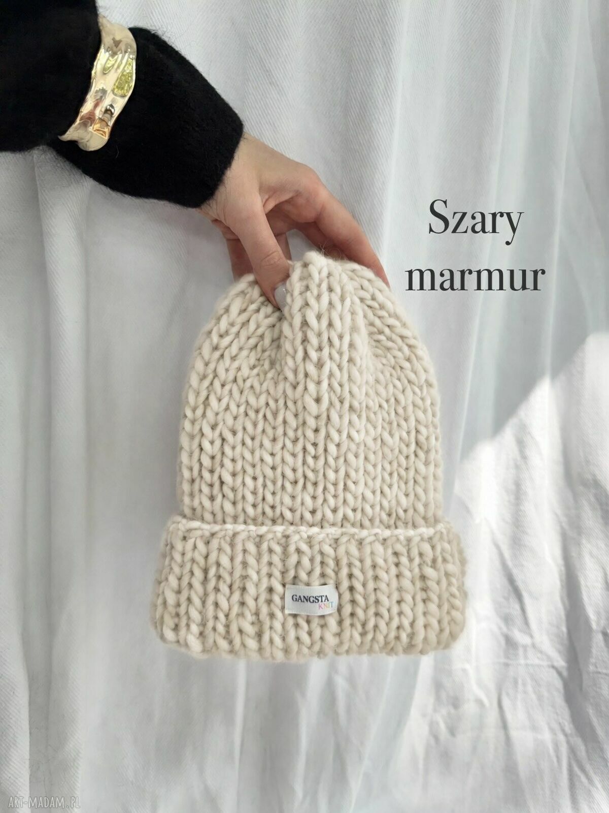 Czapka Lily z 100% wełny w kolorze szarego marmuru