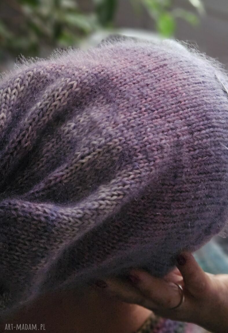 czapki: Czapka Luxe Lilak ręcznie zrobione