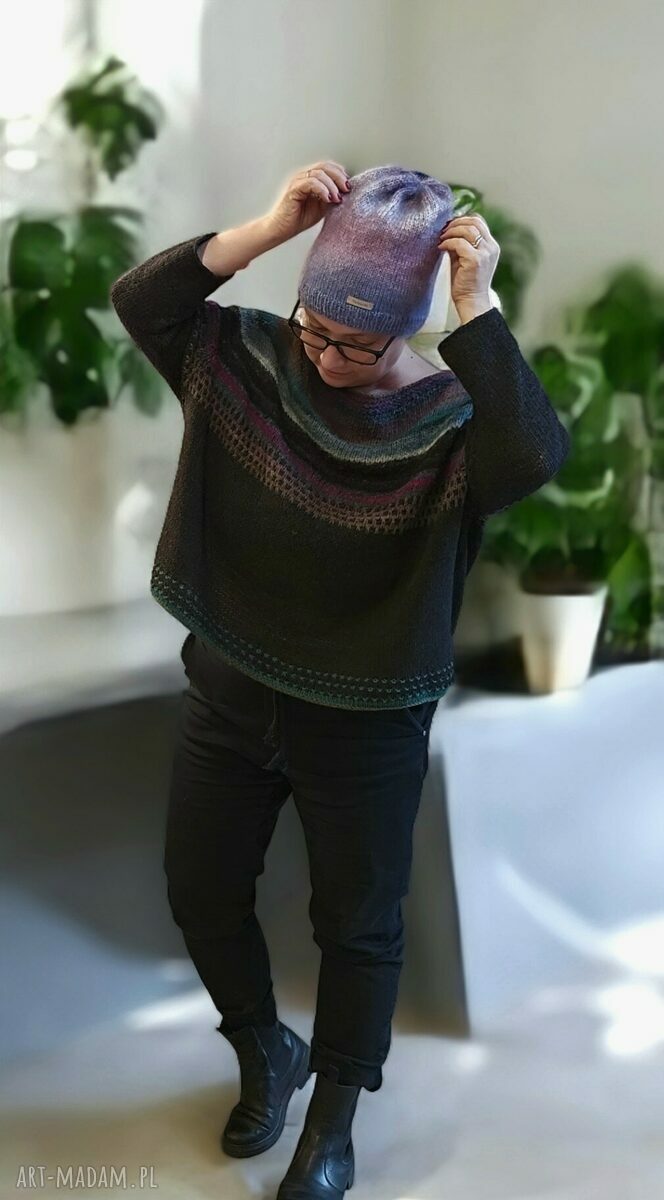 czapki: Czapka Luxe Lilak ręcznie zrobione