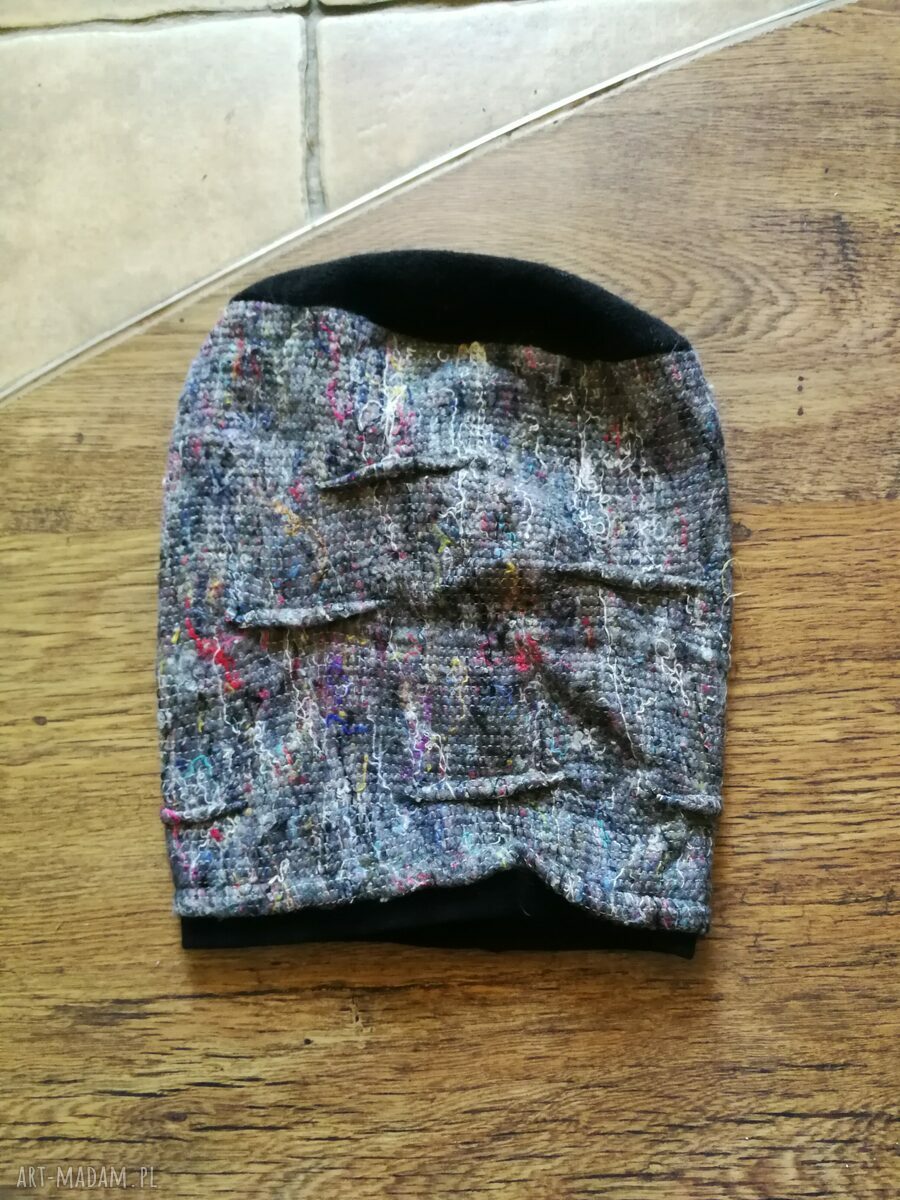 Czapka boho na podszewce 55-56 cm - rękodzieło Ruda Klara