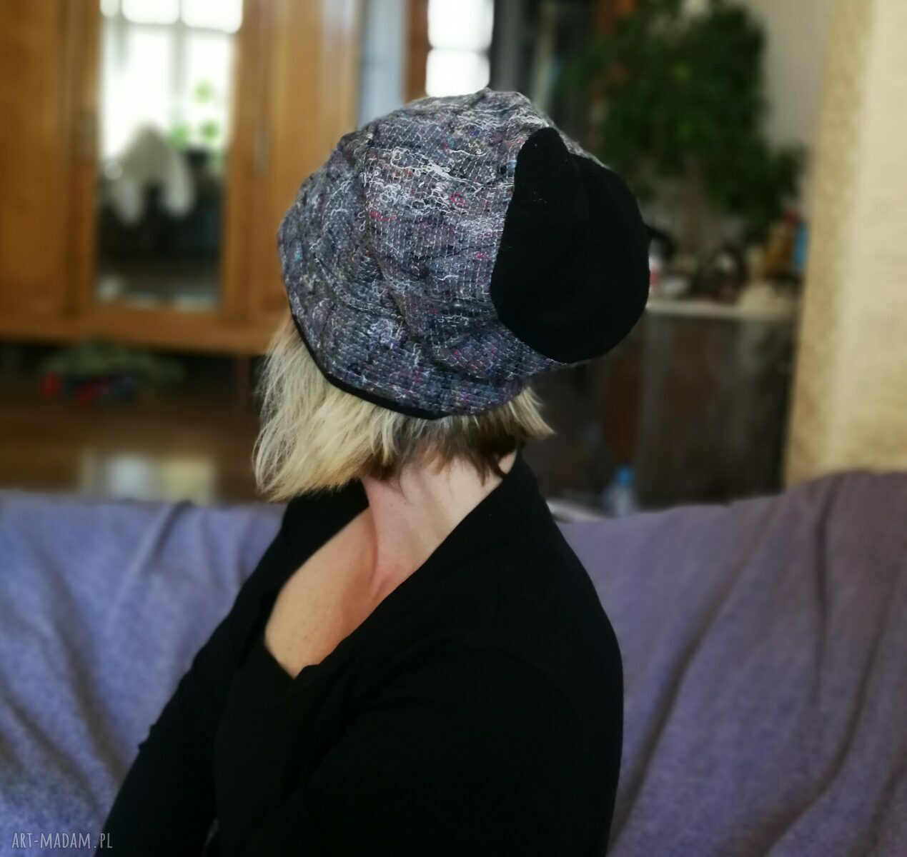 Czapka boho na podszewce 55-56 cm - rękodzieło Ruda Klara