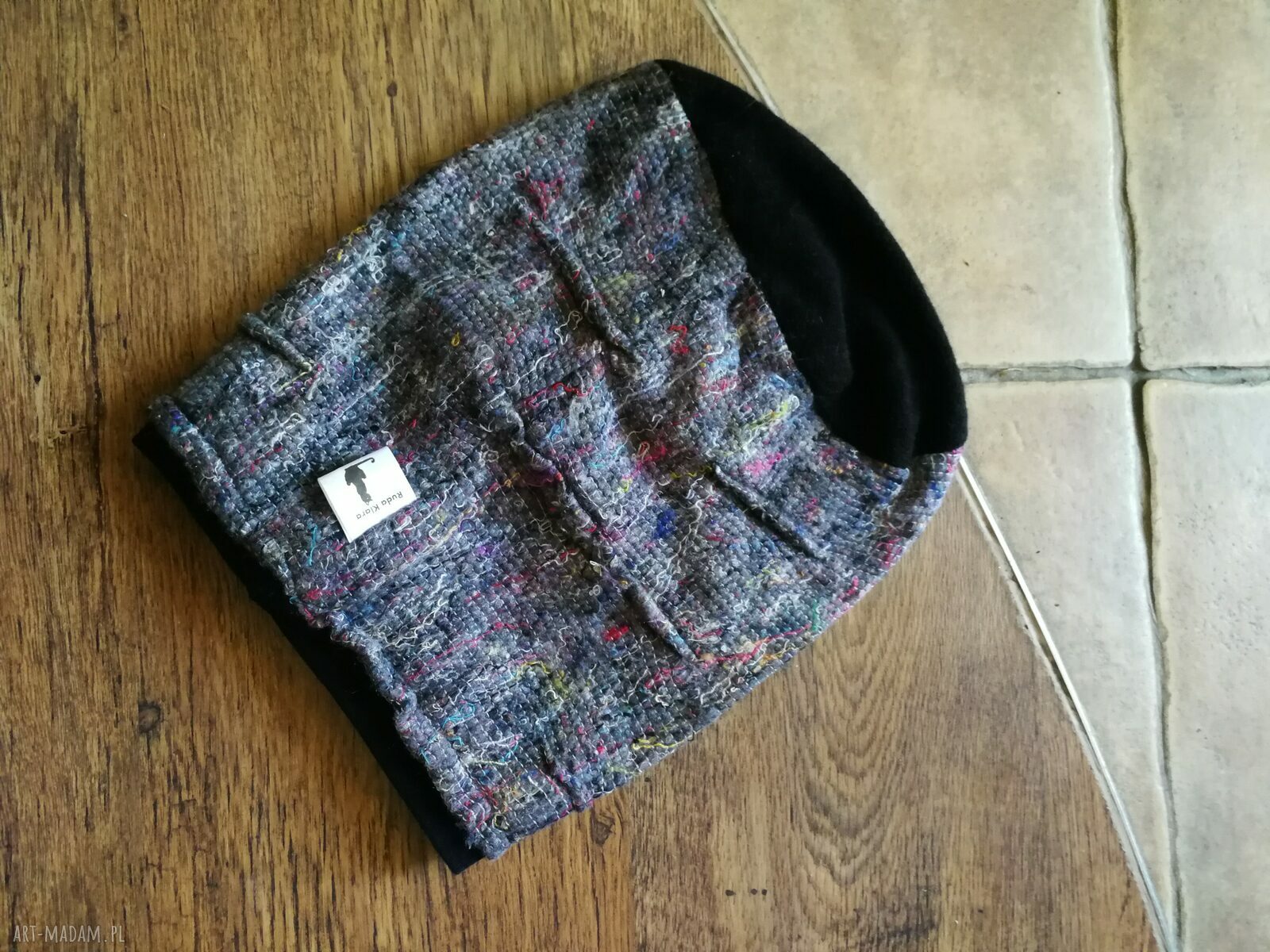 Czapka boho na podszewce 55-56 cm - rękodzieło Ruda Klara