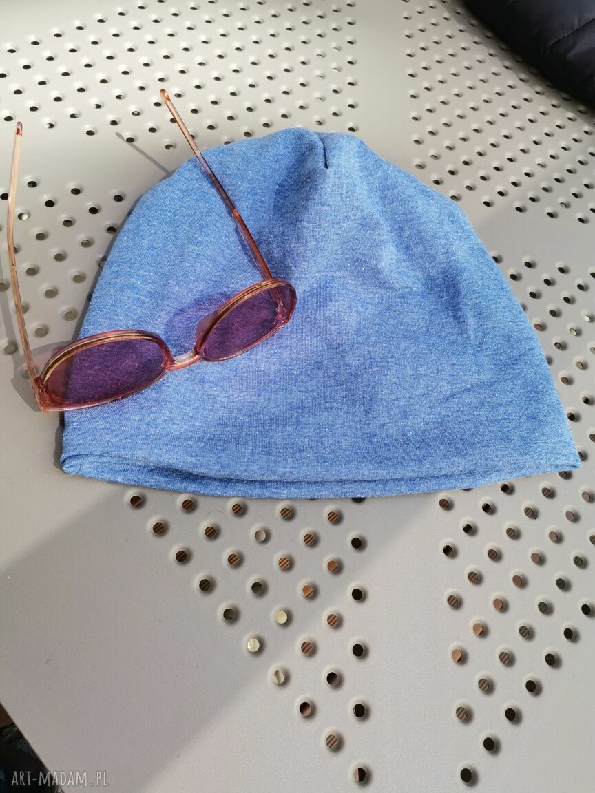 Czapka bawełniana Boho Frida typu box - unisex, turkusowa na podszewce