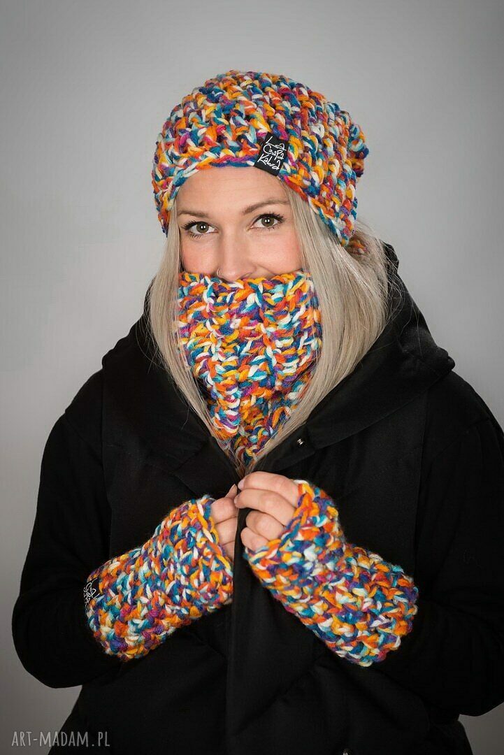 Czapka Melange 33 Multikolor - unisex, ręcznie robiona na zimę