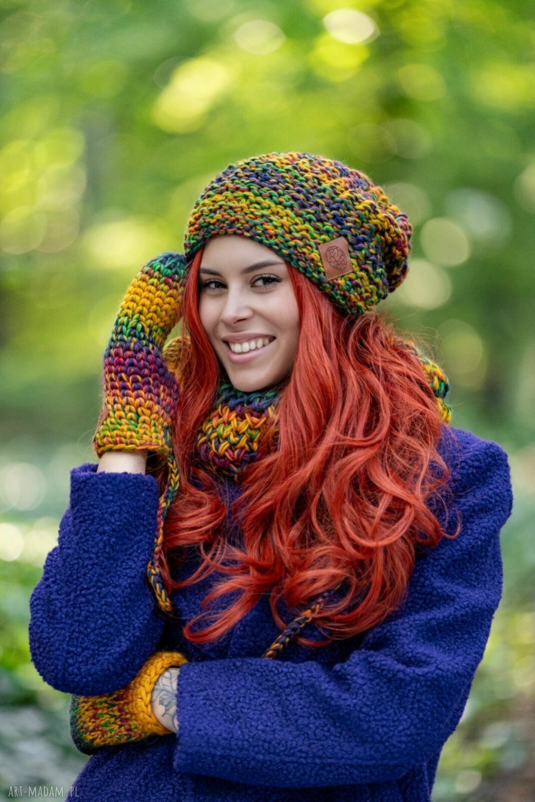 Czapka MERINO 100% Neverland „Kolory” z podszewką bawełnianą - komfort bez drapania