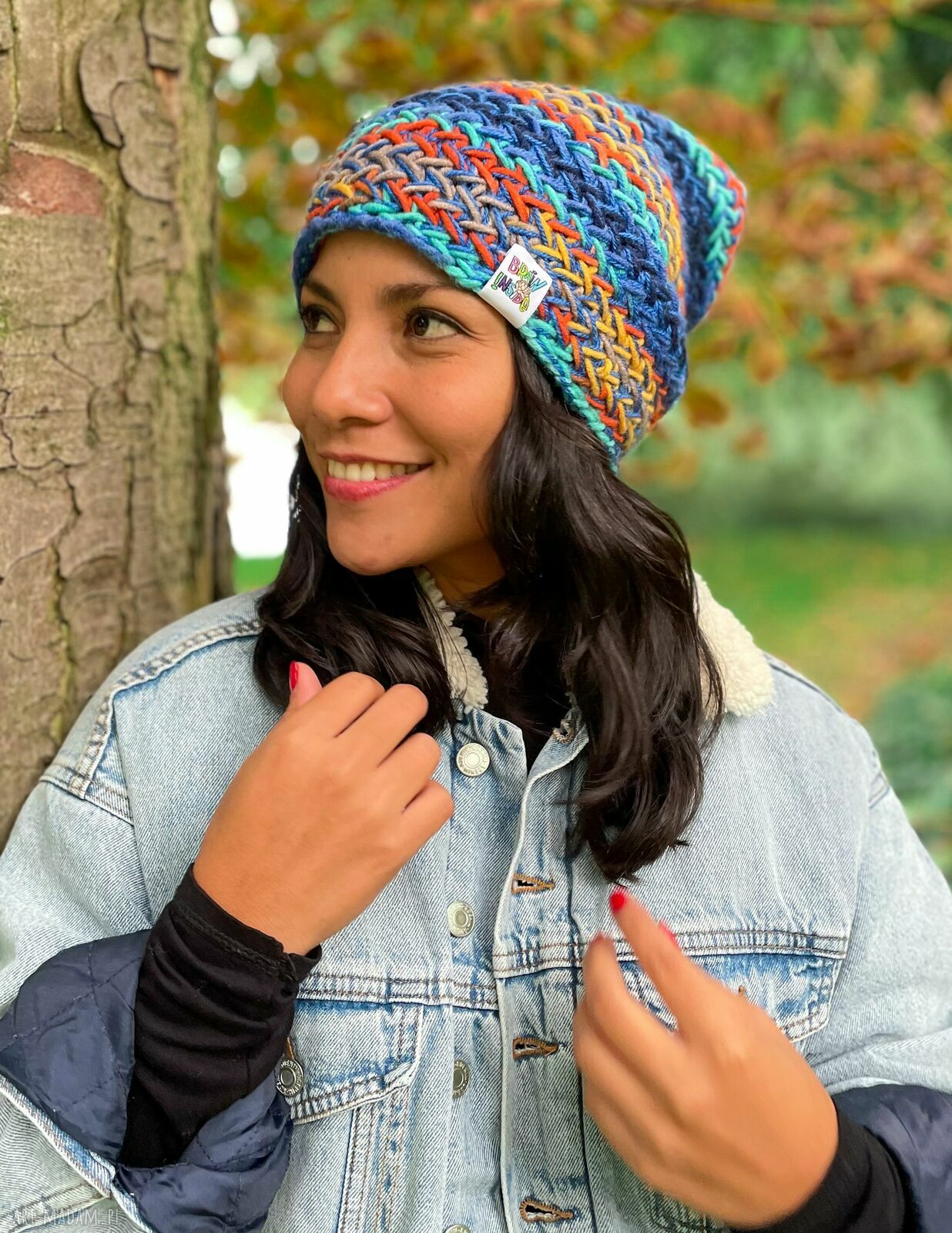 Ciepła i luźna czapka merino 50% „Górski potok” Explorer - handmade dla Ciebie