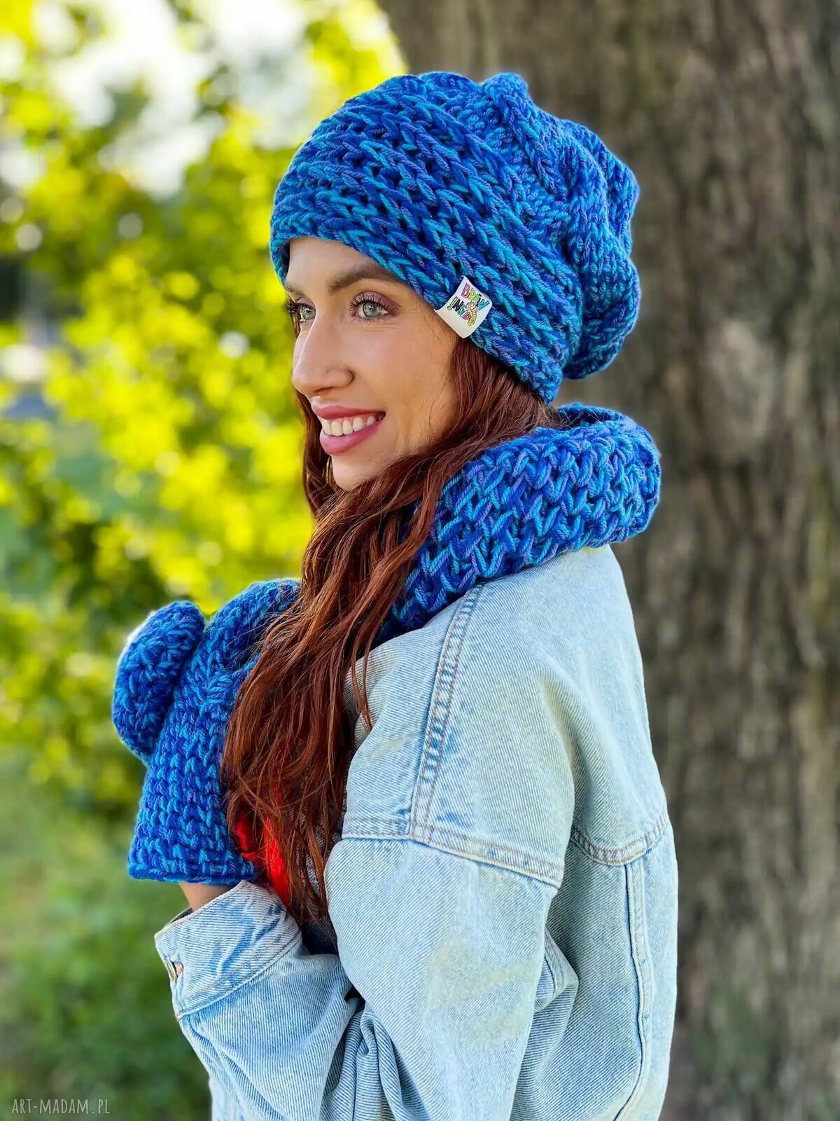 Czapka MERINO 66% nieugniatająca włosów „Niebieskości” THIS IS IT