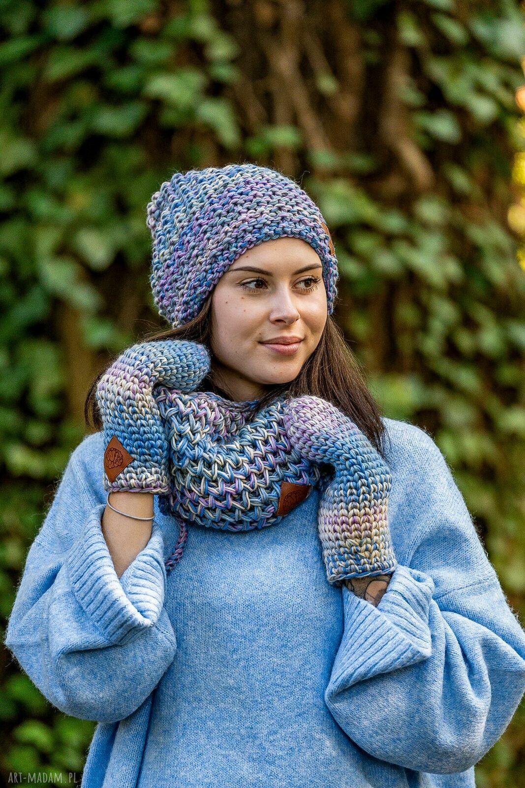 Czapka MERINO 100% Neverland „Pastele” z bawełnianą podszewką - premium ciepło