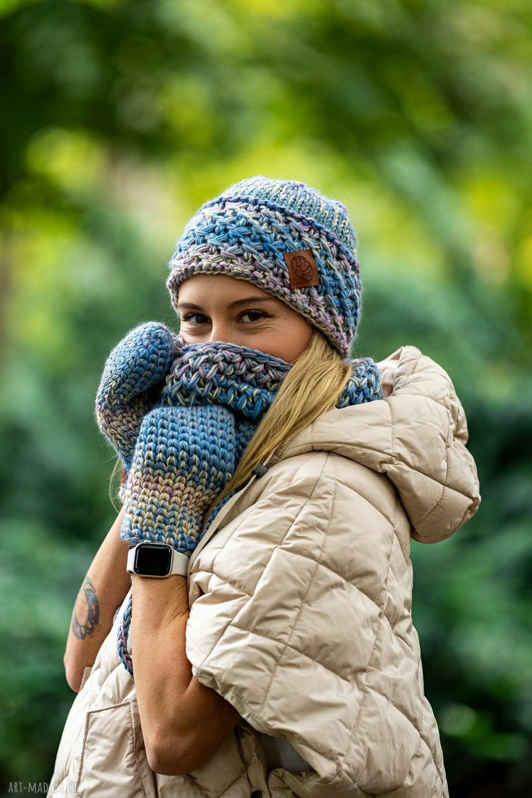 Czapka MERINO 100% Hope „Pastele” z podszewką z bawełny