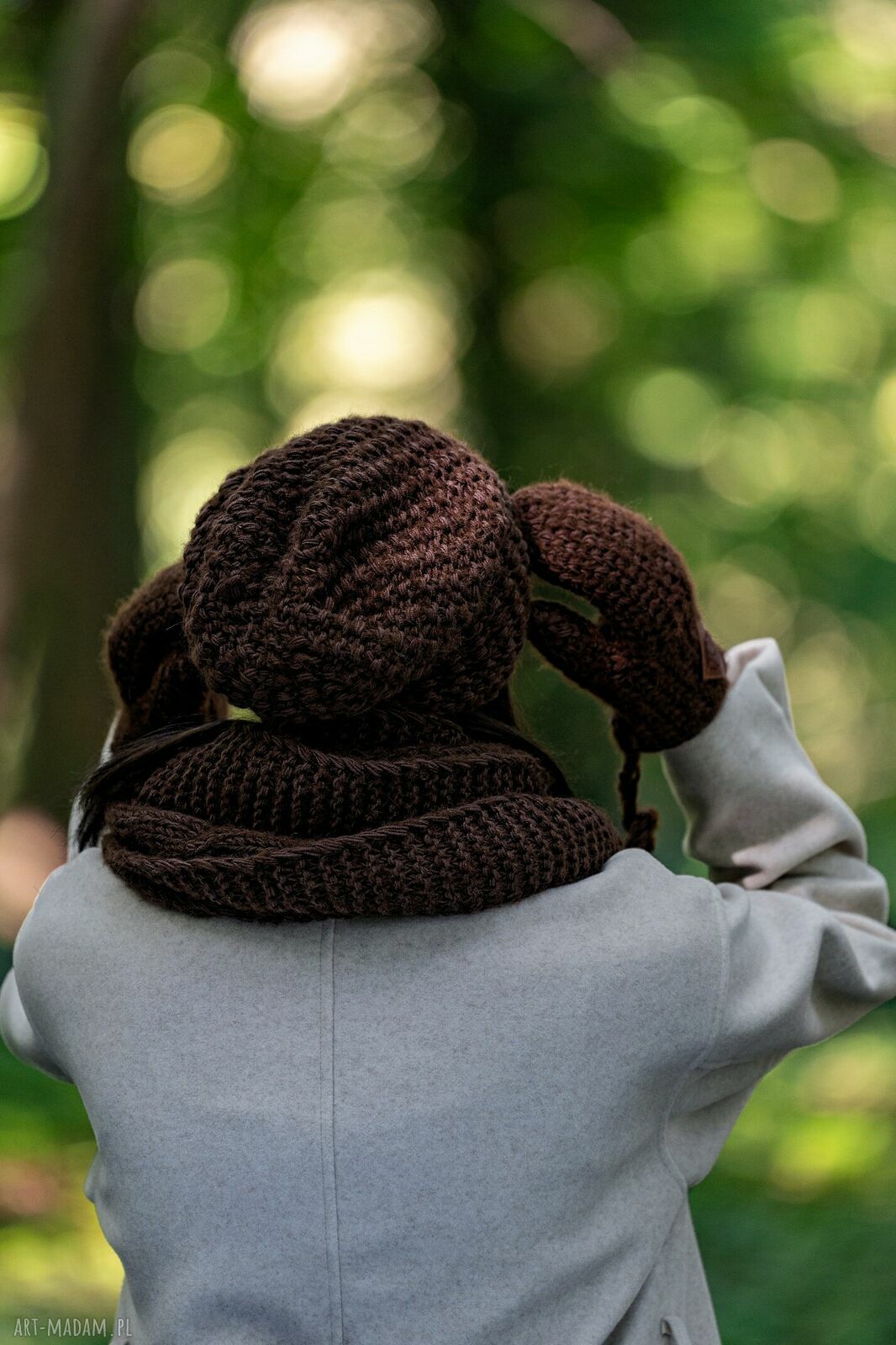 Czapka Neverland brązowa z merino, alpaki i jedwabną podszewką