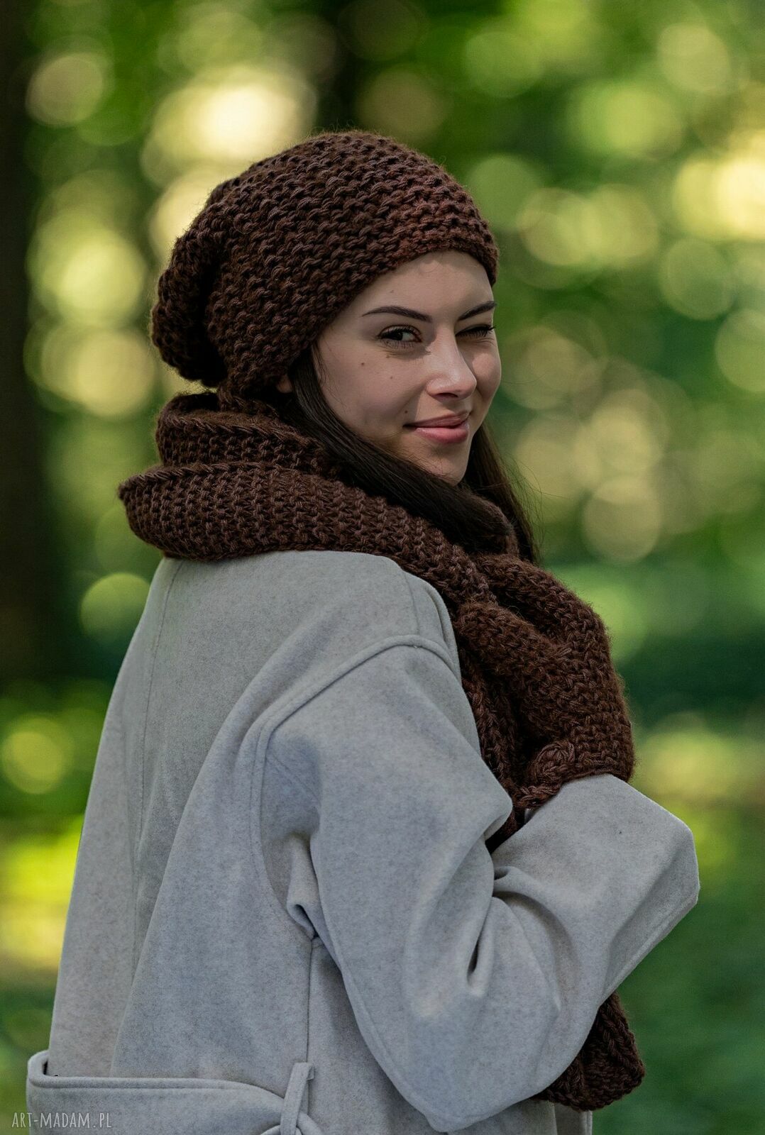 Czapka Neverland brązowa z merino, alpaki i jedwabną podszewką