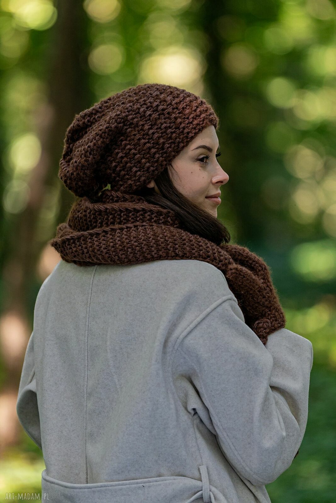 Czapka Neverland brązowa z merino, alpaki i jedwabną podszewką